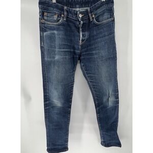 Buck Mason Maverick Slim Jeans Mens 30x34 Blue‎ Double Dipped 14oz Button 12101